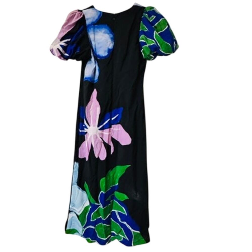 Anthropologie Puff-Sleeve A-Line Floral Maxi Dress L - Picture 5 of 8